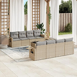 vidaXL Salon de jardin avec coussins 9 pcs beige résine tressée 