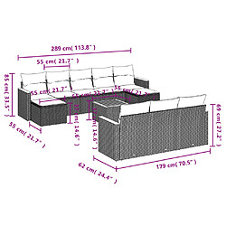 Avis vidaXL Salon de jardin 11 pcs avec coussins noir résine tressée