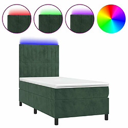 Sommier à lattes et matelas LED,Cadre à lattes de lit pour Adulte Vert foncé 90x200cm Velours -MN76117