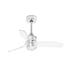 faro Plafonnier ventilateur Just Acier,diffuseur Verre 42,4 Cm