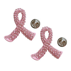 Pin's Rose Ruban - Alliage - Hard Enamel - Rose - 4 x 3,5 cm - Lutte Cancer du Sein - 2 Pièces Broche émail femmes Pin's Rose Ruban