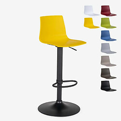 Tabouret bar de cuisine design noir mat réglable en hauteur Grand Soleil Imola Matt, Couleur: Jaune 