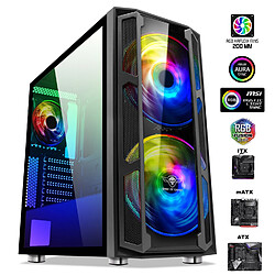 Spirit Of Gamers Boitier PC gamer GHOST 5 ? A-RGB EDITION, Double ventilateurs 200 mm en façade, compatible ATX, E-ATX, mATX, ITX