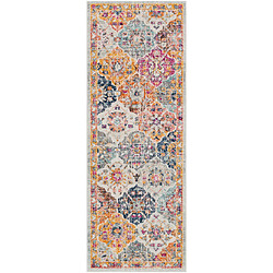 Surya INES - Tapis vintage multicolore, Safran, Orange et Bleu - 78x365cm