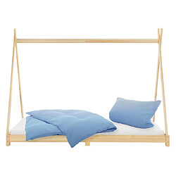 ML-Design Lit enfant + matelas Lit maison Sommier à lattes Tipi Lit bois naturel 90x200cm