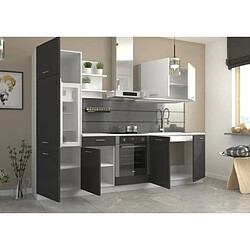 Tbs Cuisine complete PREGO - L 270 cm - Plan de travail 210 cm inclus - Gris Graphit