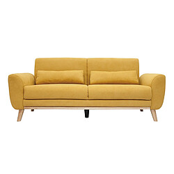 Miliboo Canapé scandinave 3 places effet velours jaune moutarde EKTOR 