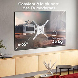 ONKRON Support Mural TV Blanc pour 32 - 65 Pouces TV & Ecran, Bras TV Mural Articulé de 35 kg - Fixation Murale TV VESA 100x100 - VESA 400x400/Support TV Orientable et Inclinable Pivotant M4-W Blanc