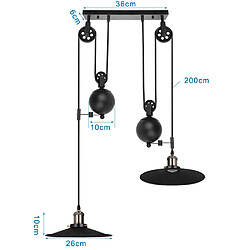 Acheter Stoex Lampe À Suspension Vintage Lustre À Poulie Rétro Antique 2 Lumières Suspension Luminaire en Métal Noir Douille E27, Plafonnier D'Intérieur