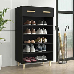 Maison Chic Armoire à Chaussures Noir,Meuble de Rangement à Chaussures 60x35x105 cm Bois d'ingénierie -MN38698