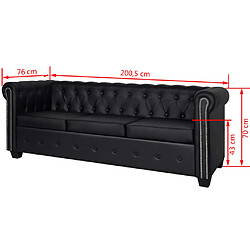 Acheter vidaXL Canapé Chesterfield à 3 places cuir synthétique noir