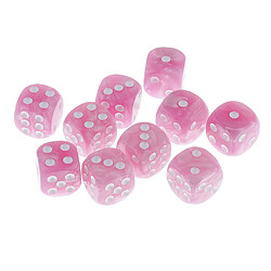 Avis 10 pièces en plastique à 6 faces numériques d6 pour le jeu de barre de jeu accessoire rose