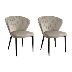 Vente-Unique Lot de 2 chaises CRUSTI - Velours et Métal - Beige