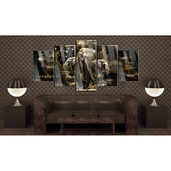 Decoshop26 Tableaux en verre acrylique décoration murale en 5 panneaux motif Éléphants bruns 100x50 cm TVA110152