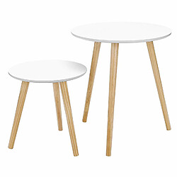 SONGMICS Lot de 2 Tables Basses Table Ronde pour cafétéria Table de Chevet Style scandinave Moderne Minimaliste Salon Chambre Couleur Blanche LET07WN