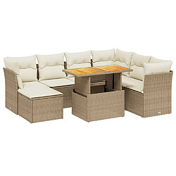 vidaXL Salon de jardin avec coussins 8 pcs beige résine tressée