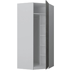 Inside 75 Armoire d'angle dressing LOFT blanc mat 1 porte gris béton 100 x 100 cm