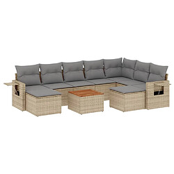 vidaXL Salon de jardin avec coussins 10 pcs beige résine tressée