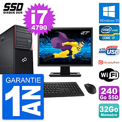 PC Tour Fujitsu P720 Ecran 27" Intel i7-4790 RAM 32Go SSD 240Go Windows 10 Wifi - Occasion