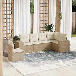 vidaXL Salon de jardin avec coussins 6 pcs beige résine tressée 