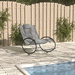 vidaXL Chaise longue avec oreiller acier et textilène gris 