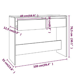 vidaXL Table console blanc 100x35x76,5 cm bois d'ingénierie pas cher