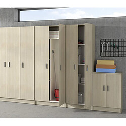 Avis Armoire multi-usages avec 2 portes en bois couleur chêne - Dim : H180 x L73 x P37 cm -PEGANE-