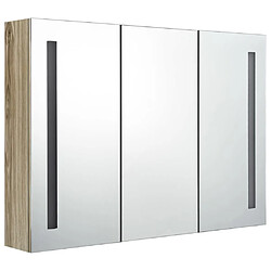 Avis vidaXL Armoire de salle de bain à miroir LED 89x14x62 cm chêne