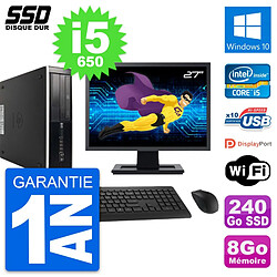 PC HP 8100 SFF Ecran 27" Intel Core i5-650 RAM 8Go SSD 240Go Windows 10 Wifi · Occasion 