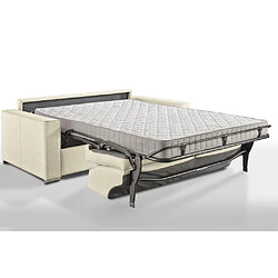 Inside 75 Canapé convertible EXPRESS PREMIUM 120 cm sommier lattes RENATONISI matelas BULTEX cuir vachette beige