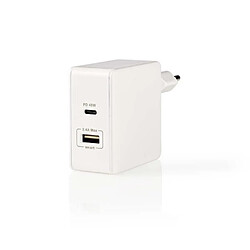 NEDIS Chargeur 3.0 45W rapide PD3.0 45W 1x 2.4 A / 1x 3.0 A 2 X USB-A / USB-C™ 57 W Sélection Automatique de la Tension