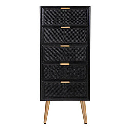 Pegane Chiffonnier, meuble de rangement en bois coloris noir - Longueur 42 x Profondeur 36,50 x Hauteur 100,5 cm 