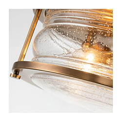 Acheter Elstead Lighting Plafonnier Salle de bains Kichler Acier,verre grainé transparent Laiton naturel