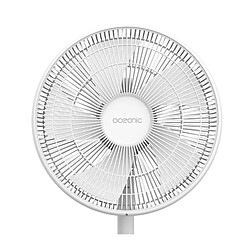 OCEANIC Ventilateur de pied - 50 W - Ø 40 cm - 3 vitesses - Oscillant - Inclinable - Blanc