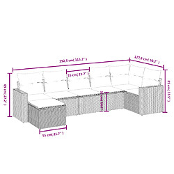 Avis vidaXL Salon de jardin avec coussins 7 pcs gris clair résine tressée