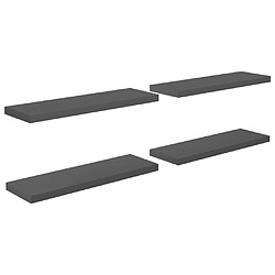 vidaXL Étagère murale flottante 4 pcs Gris brillant 80x23,5x3,8 cm MDF