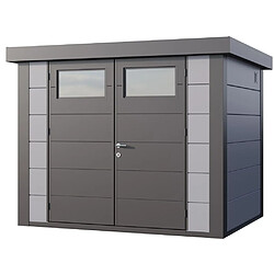 Telluria Abri de jardin moderne en acier porte double 5,6 m² Eleganto 2721 gris clair, anthracite. Abri de jardin moderne en acier porte double 5,6 m² Eleganto 2721 gris clair, anthracite