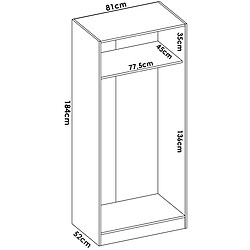 Avis Pegane Armoire, meuble de rangement en bois mélaminé avec 2 portes coloris blanc - Longueur 81 x Profondeur 52 x Hauteur 184 cm