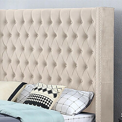 Avis Meubler Design Lit Design Grande Tête De Lit Lia - Velours Taupe - 180x200