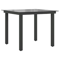 vidaXL Table de jardin Noir 80x80x74 cm Aluminium et verre