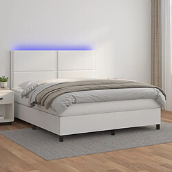 vidaXL Sommier à lattes de lit avec matelas et LED Blanc 180x200 cm