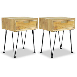 vidaXL Tables de chevet 2 pcs 40x30x50 cm teck massif