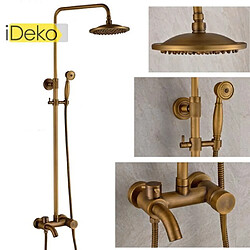 iDeko® Robinet douchette pommeau de douche colonne salle de bain design antique Laiton Céramique IDEAN11 