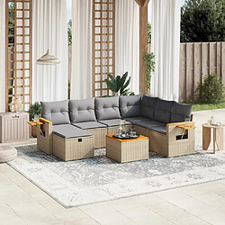 vidaXL Salon de jardin avec coussins 8pcs mélange beige résine tressée 