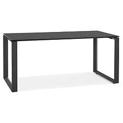 Alterego Bureau droit design 'BAKUS' en verre et métal noir - 160x80 cm