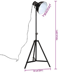 vidaXL Lampadaire 25 W noir 61x61x90/150 cm E27 pas cher