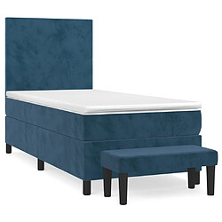 Maison Chic Structures de lit + matelas,Lit à sommier tapissier et matelas pour Chambre Bleu foncé 80x200 cm Velours -MN25063