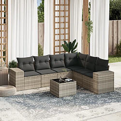 vidaXL Salon de jardin avec coussins 7 pcs gris clair résine tressée 