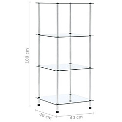 vidaXL Étagère 4 niveaux Transparent 40x40x100 cm Verre trempé pas cher