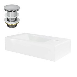 ML-Design Vasque à poser céramique blanc lavabo moderne avec garniture de vidage 46x26 cm 